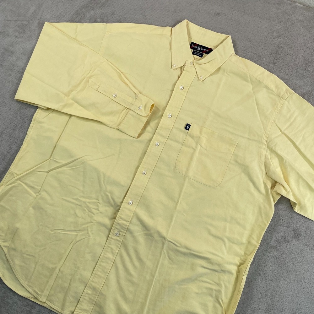 Vintage Polo Ralph Lauren Blaire Shirt Men XL Canary Yellow Oxford Pony Preppy